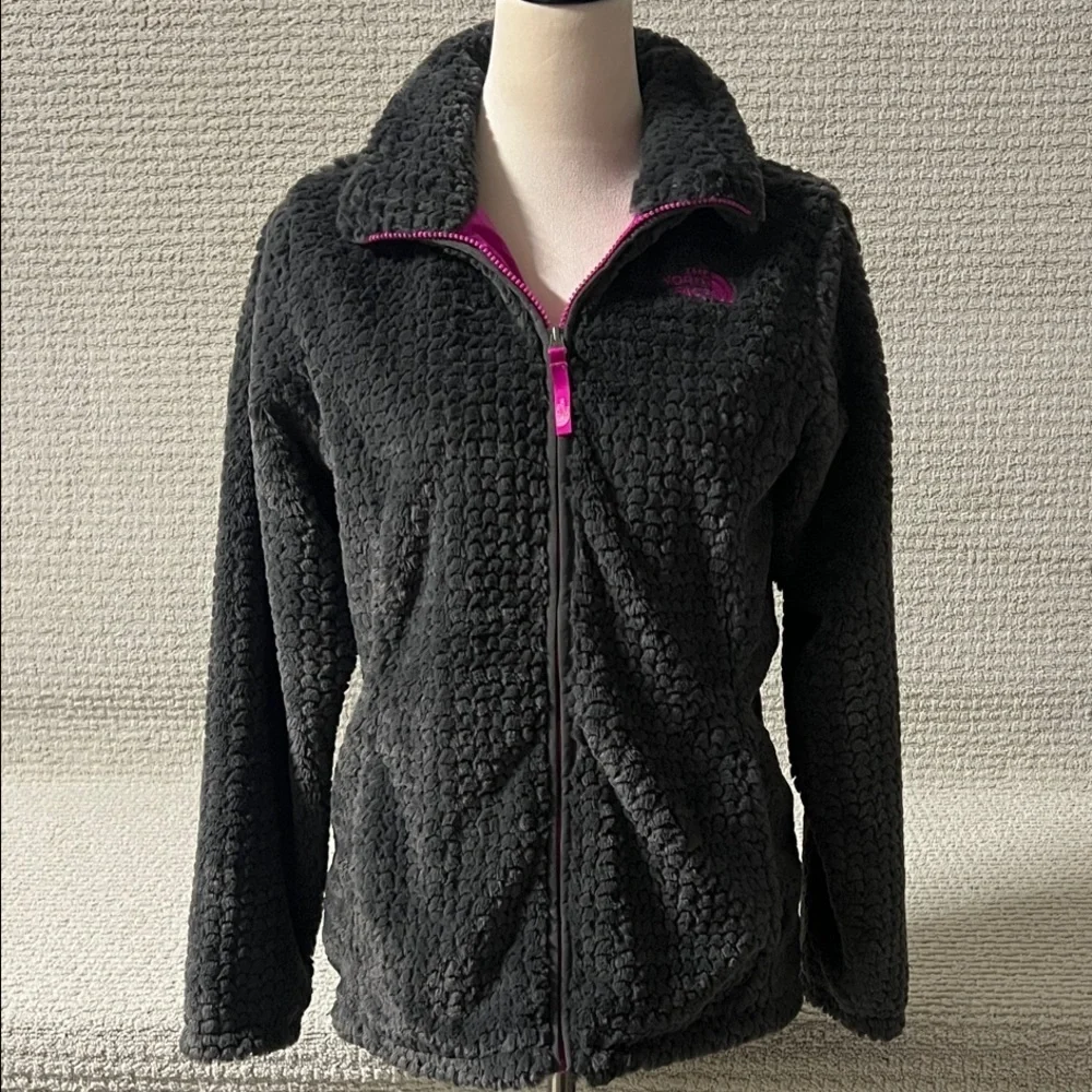 The North Face Kids charcoal Jacket with Pink Lining